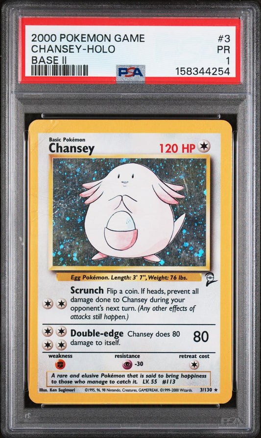 Chansey Holo PSA 1 2000 Base Set 2 #3 - LOW POP