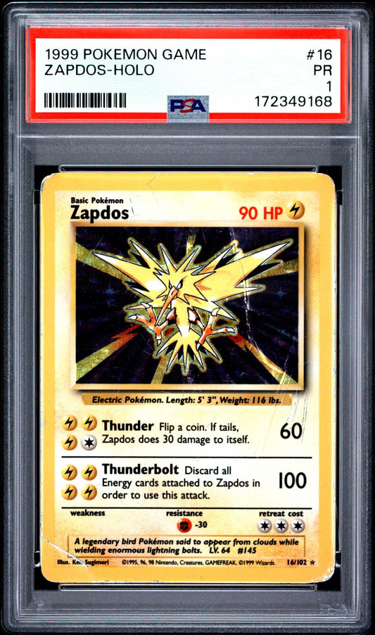 Zapdos Holo PSA 1 1999 Base Set #16