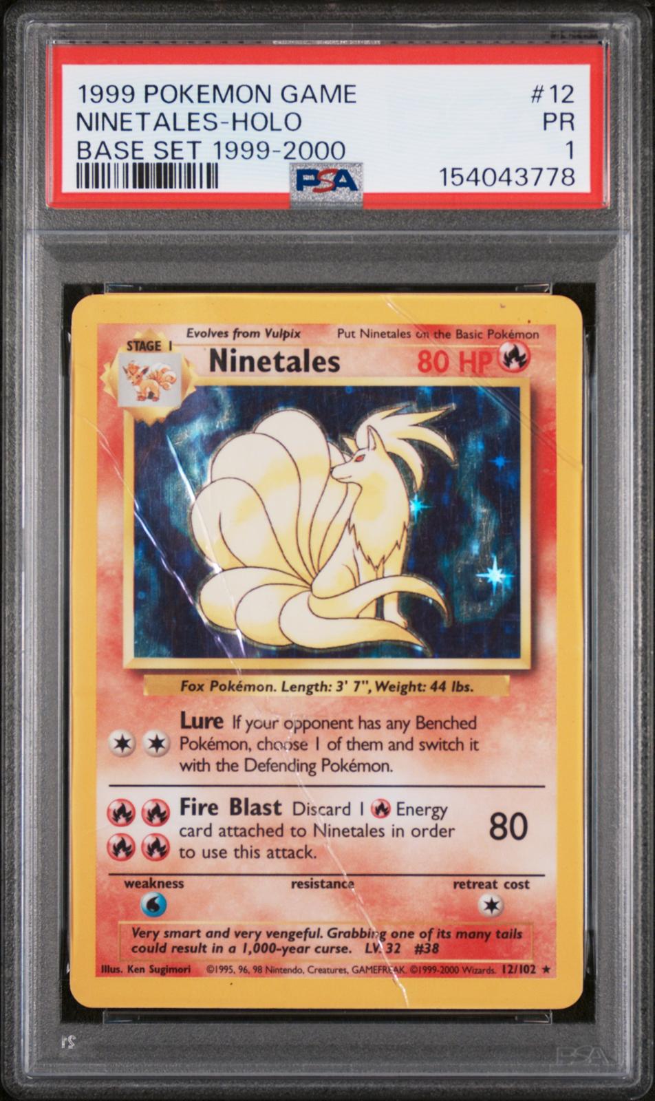 Ninetales Holo 1999 2000 Copyright PSA 1 1999 Base Set #12 - POP 4 - 4TH PRINT