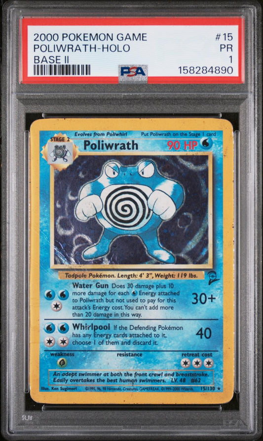 Poliwrath Holo PSA 1 2000 Base Set 2 #15 - LOW POP