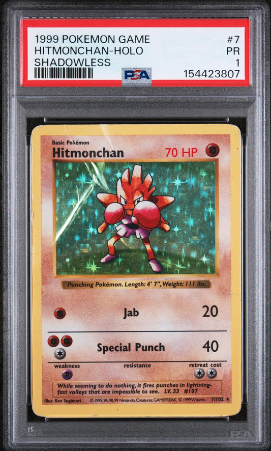 Hitmonchan Holo PSA 1 1999 Base Set Shadowless #7