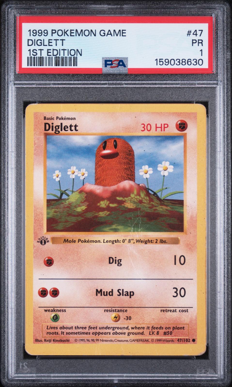 Diglett 1st Edition PSA 1 1999 Base Set #47 - POP 12