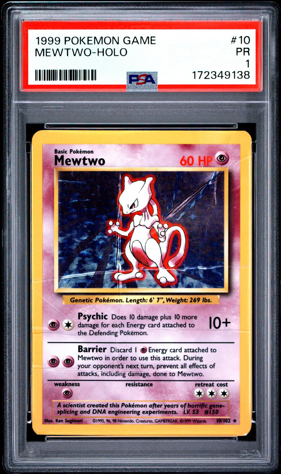 Mewtwo Holo PSA 1 1999 Base Set #10