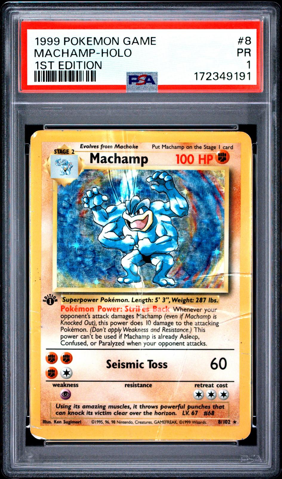 Machamp Holo 1st Edition PSA 1 1999 Base Set #8