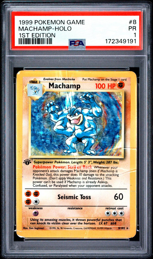 Machamp Holo 1st Edition PSA 1 1999 Base Set #8