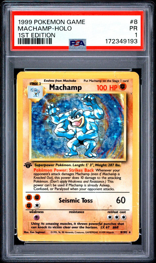 Machamp Holo 1st Edition PSA 1 1999 Base Set #8