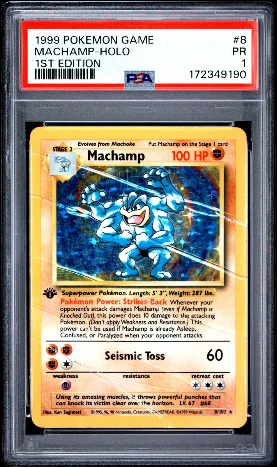 Machamp Holo 1st Edition PSA 1 1999 Base Set #8