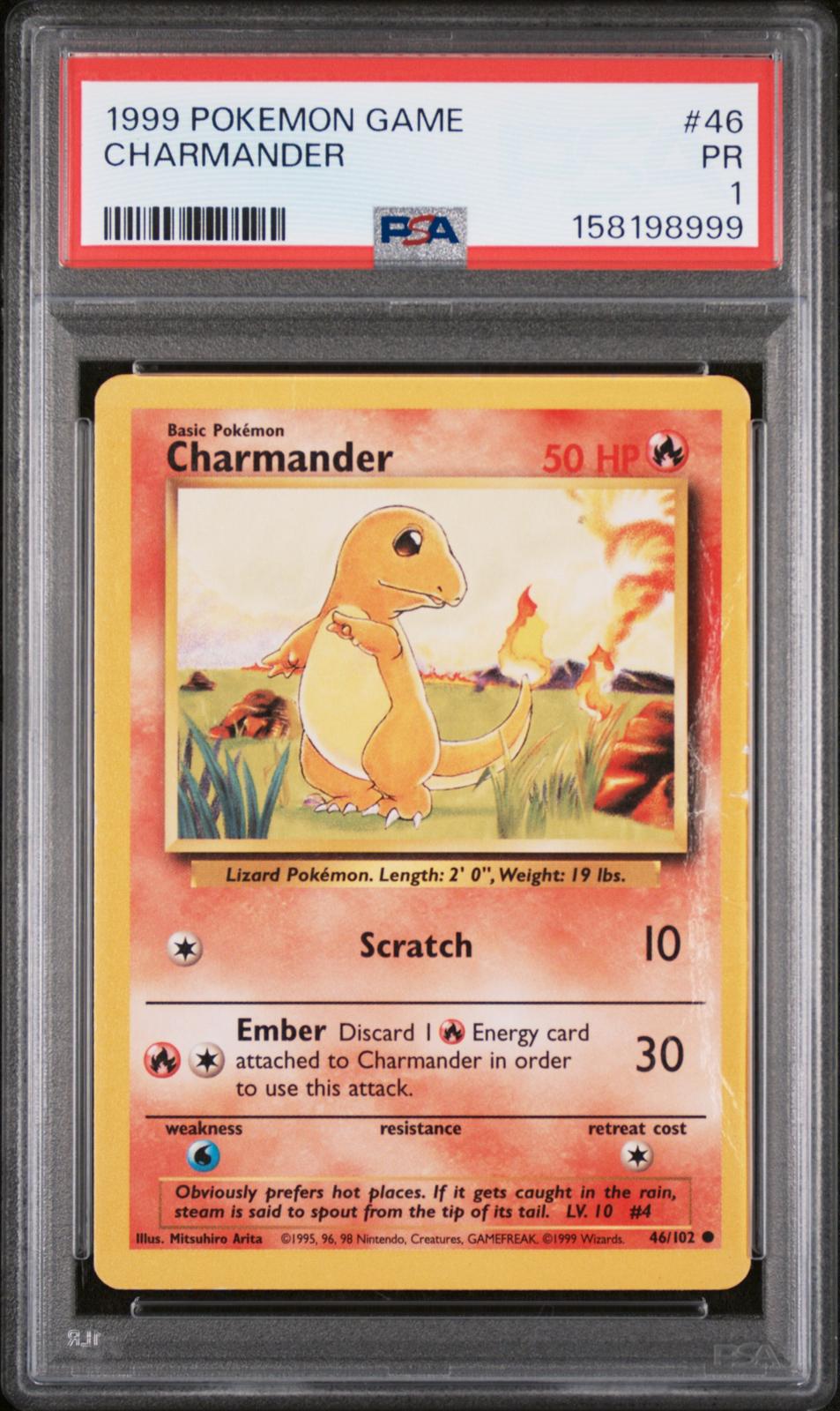 Charmander PSA 1 1999 Base Set #46 - LOW POP