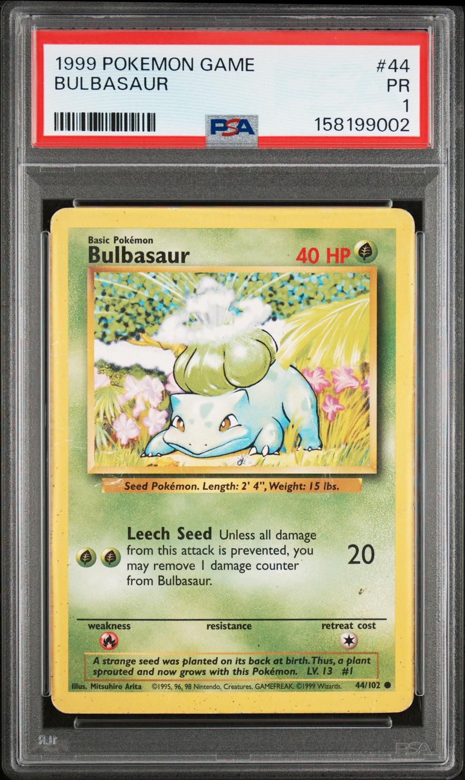 Bulbasaur PSA 1 1999 Base Set #44 - LOW POP