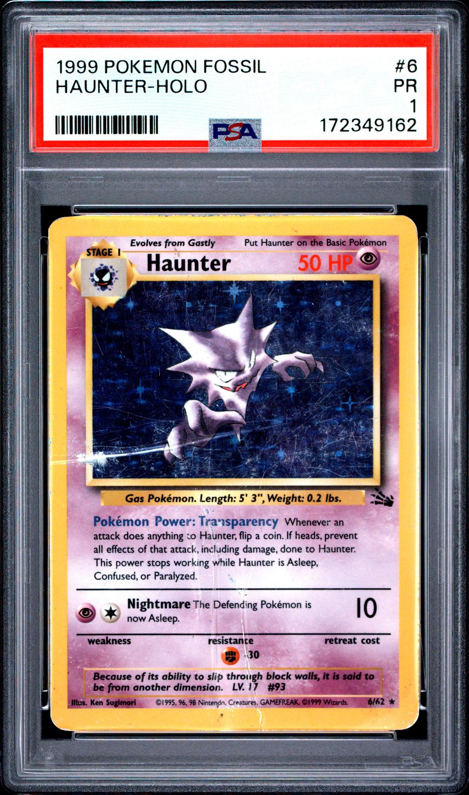 Haunter Holo PSA 1 1999 Pokemon Fossil #6 - LOW POP