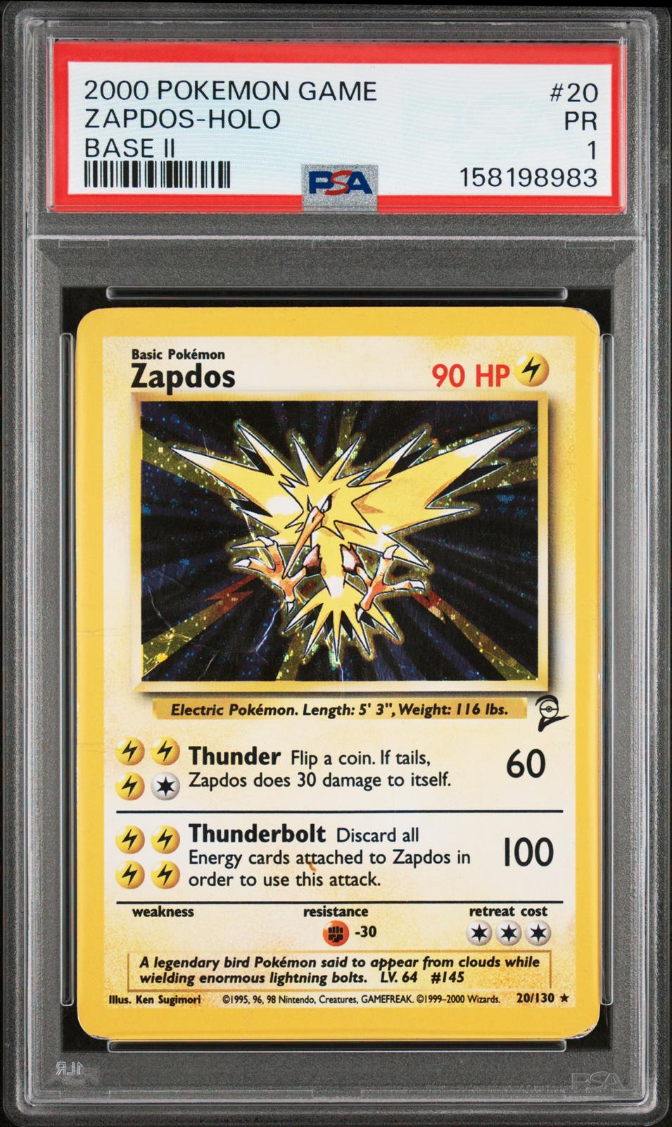 Zapdos Holo PSA 1 2000 Base Set 2 #20 - LOW POP
