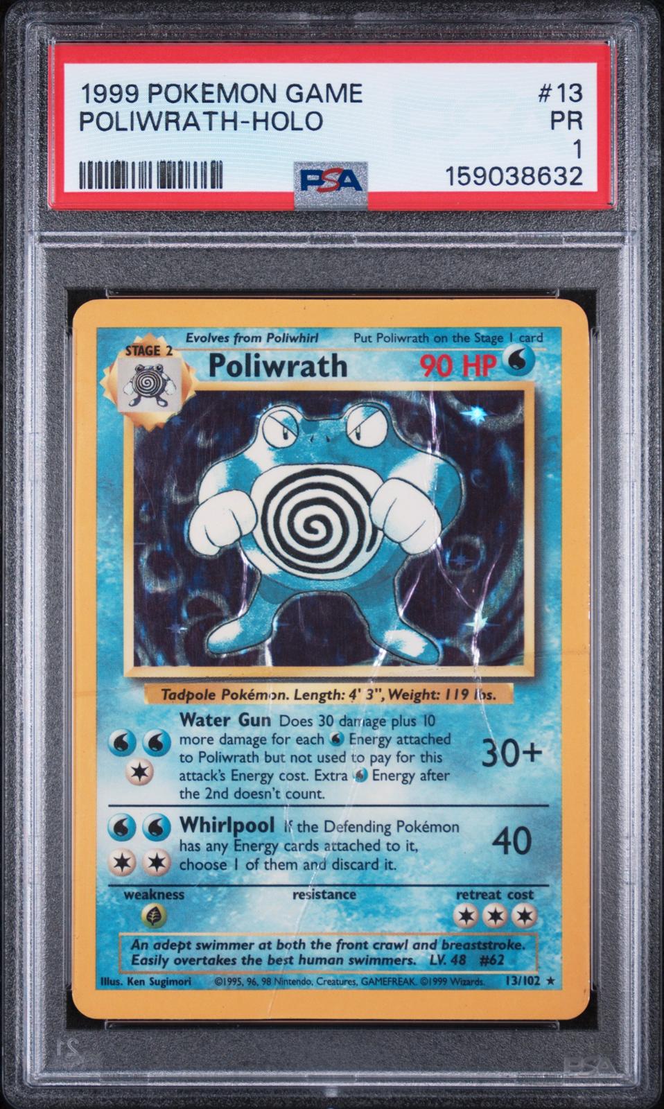Poliwrath Holo PSA 1 1999 Base Set #13
