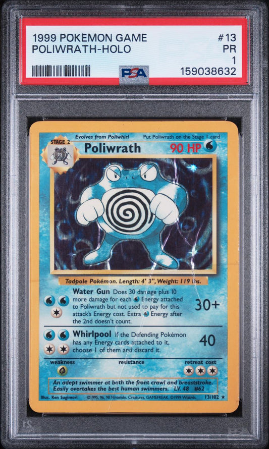 Poliwrath Holo PSA 1 1999 Base Set #13