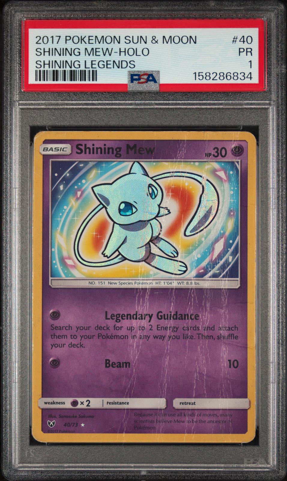 Shining Mew Holo PSA 1 2017 Pokemon Sun & Moon Shining Legends #40 - LOW POP