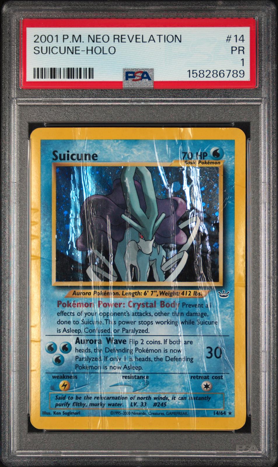 Suicune Holo PSA 1 2001 Pokemon Neo Revelation #14