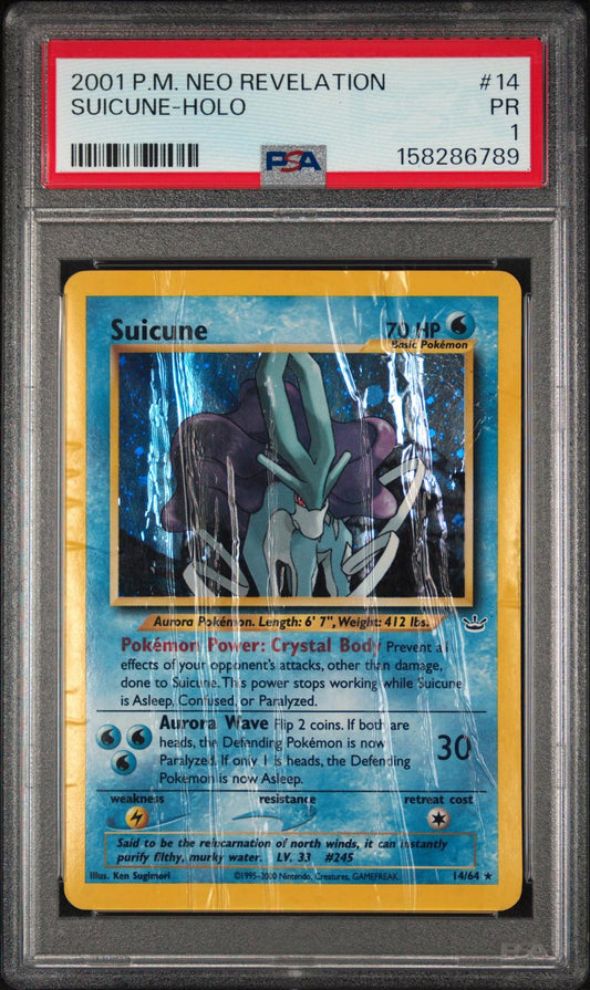 Suicune Holo PSA 1 2001 Pokemon Neo Revelation #14