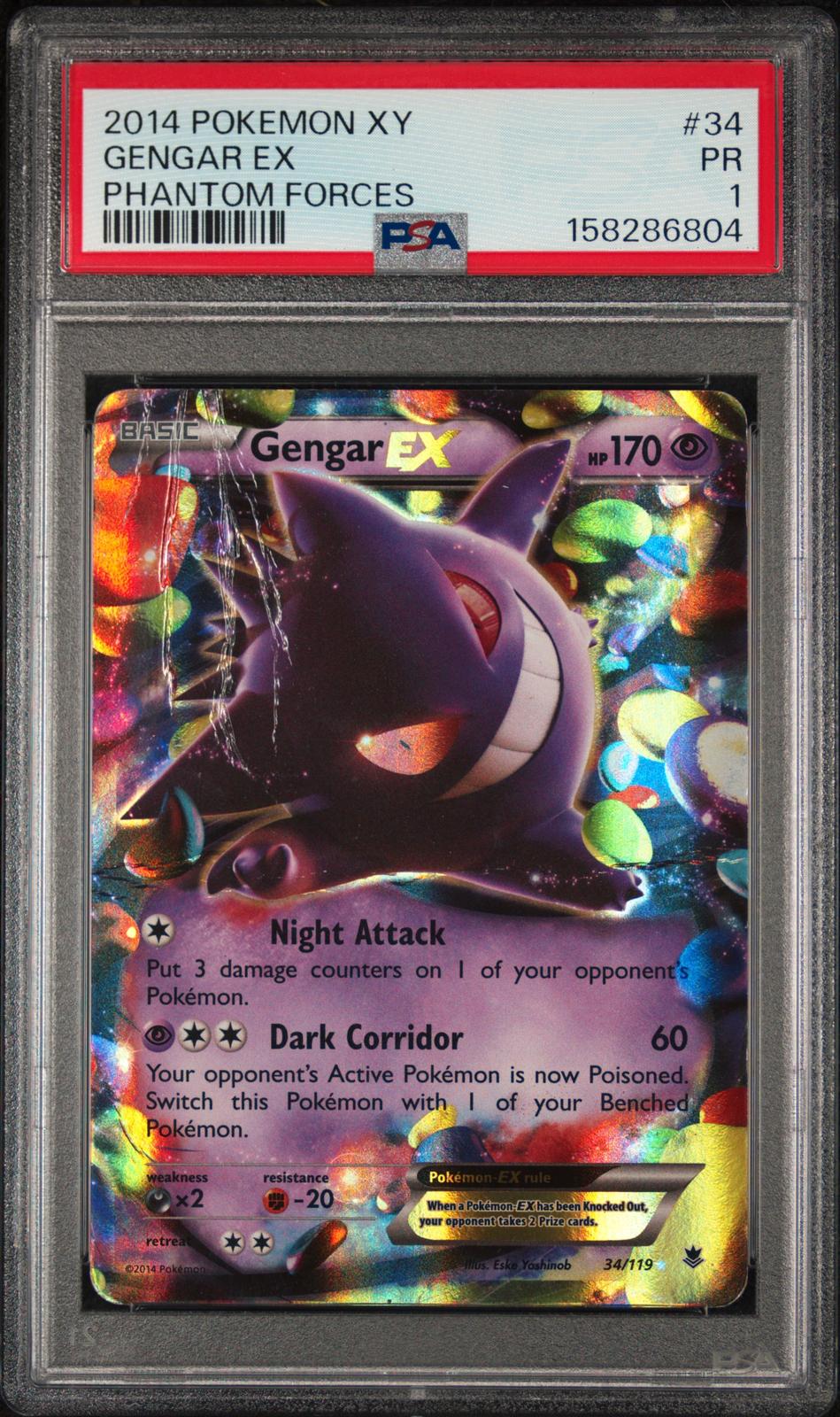 Gengar EX PSA 1 2014 Pokemon XY Phantom Forces #34