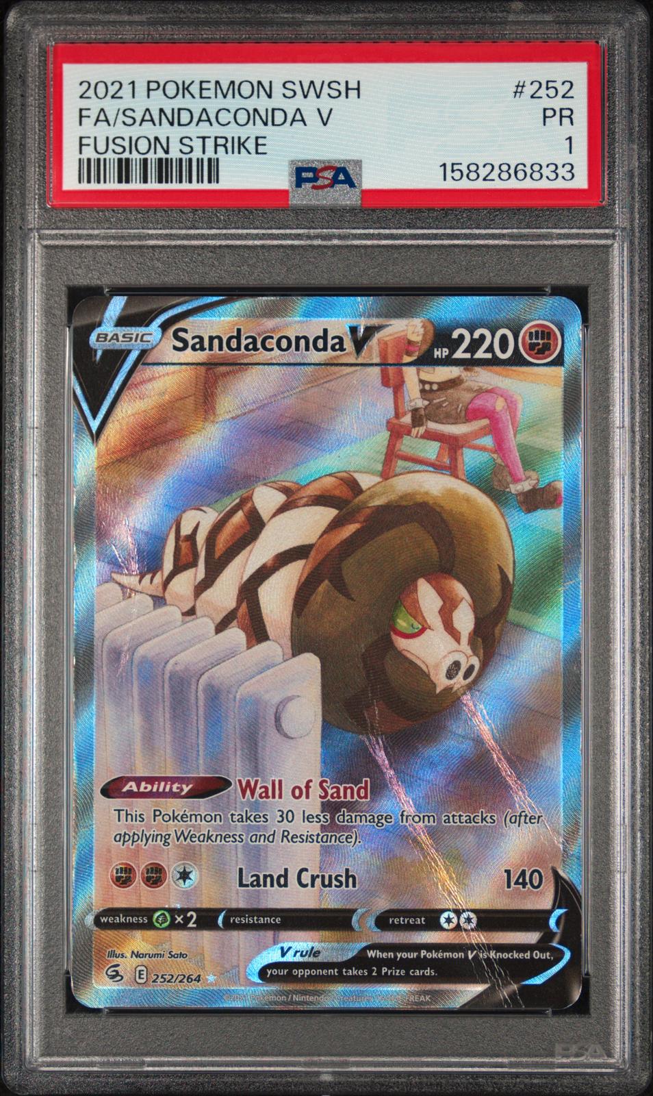 Sandaconda V PSA 1 2021 Pokemon Sword & Shield Fusion Strike #252 - POP 1