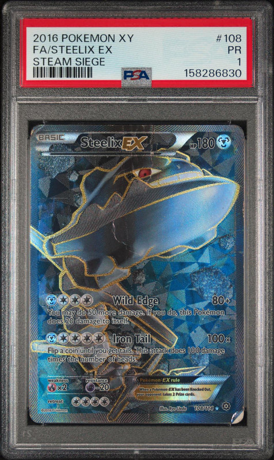 Steelix EX PSA 1 2016 Pokemon XY Steam Siege #108 - POP 10
