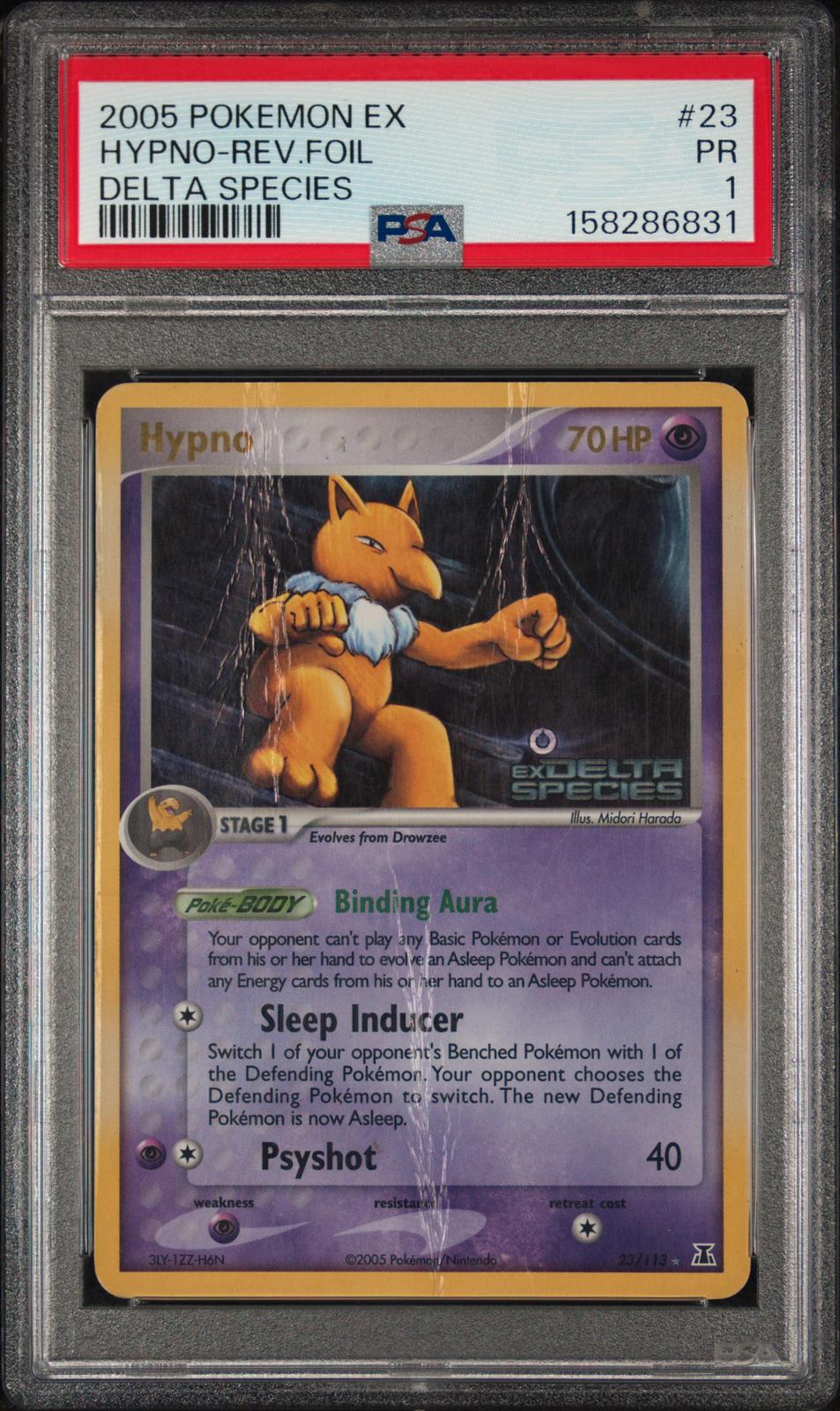 Hypno Reverse Holo PSA 1 2005 Pokemon EX Delta Species #23 - POP 6