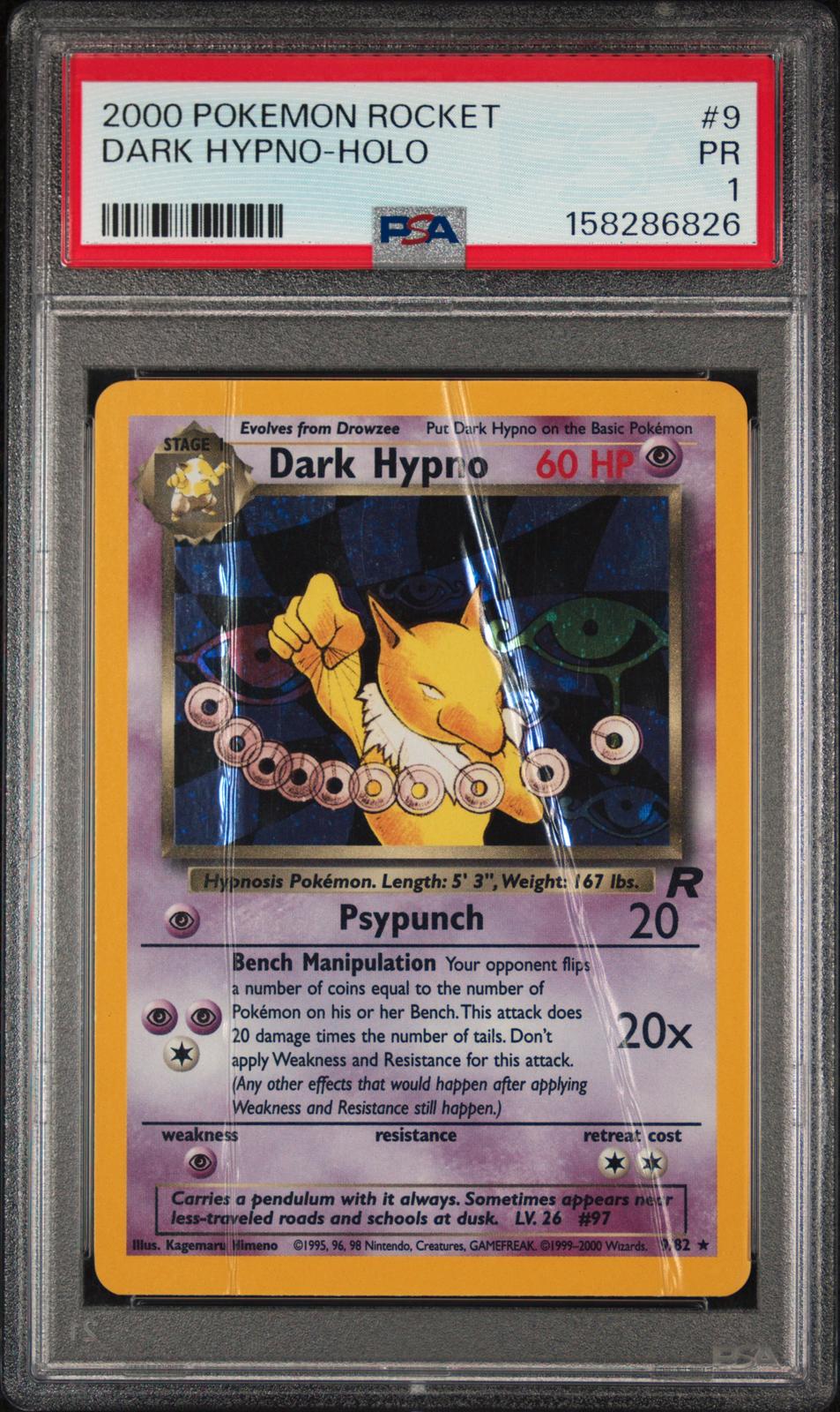 Dark Hypno Holo PSA 1 2000 Pokemon Rocket #9 - POP 22