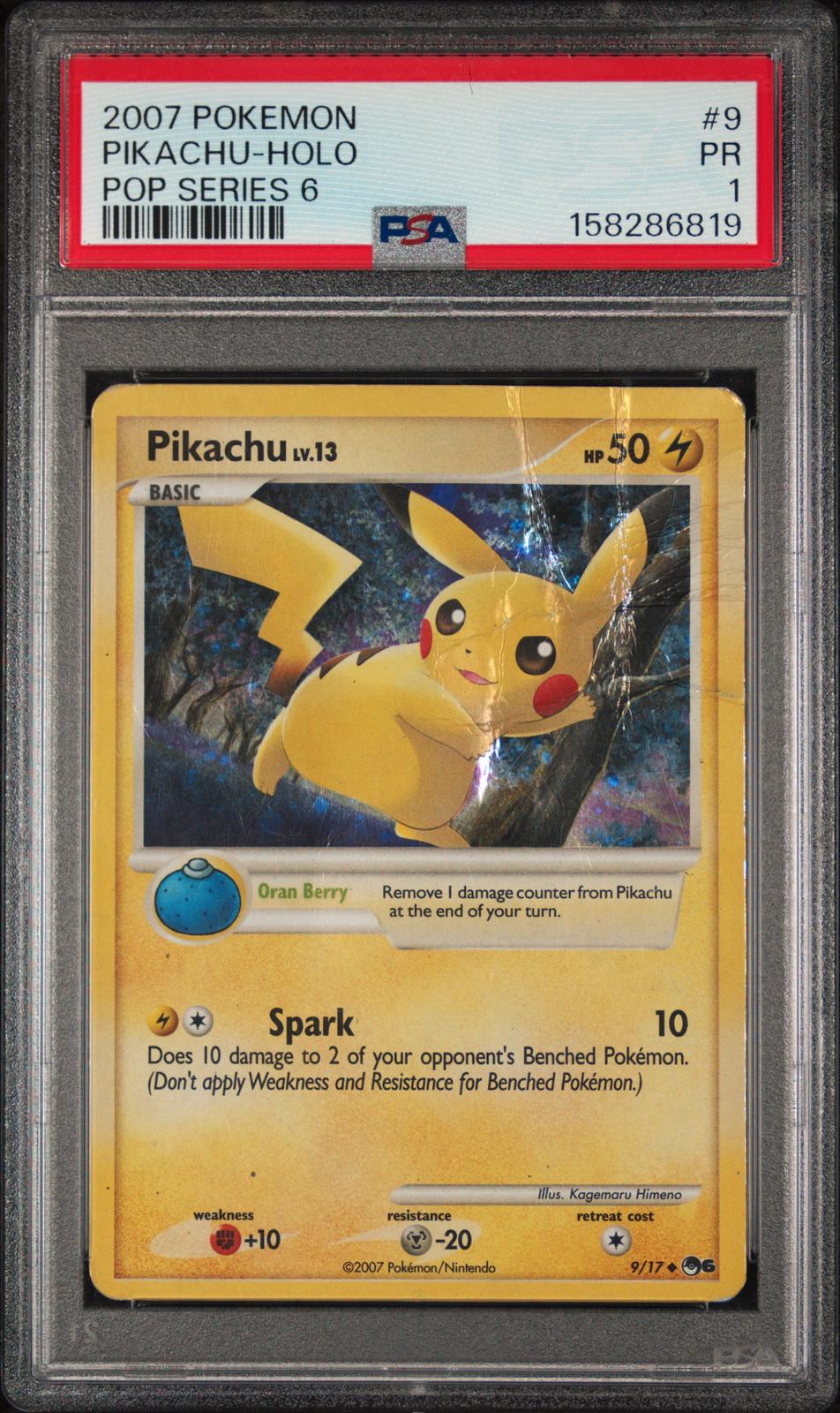 Pikachu Holo PSA 1 2007 Pokemon Pop Series 6 #9 - POP 7