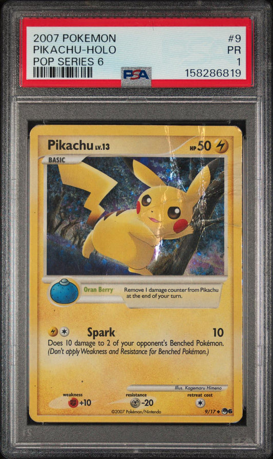Pikachu Holo PSA 1 2007 Pokemon Pop Series 6 #9 - POP 7