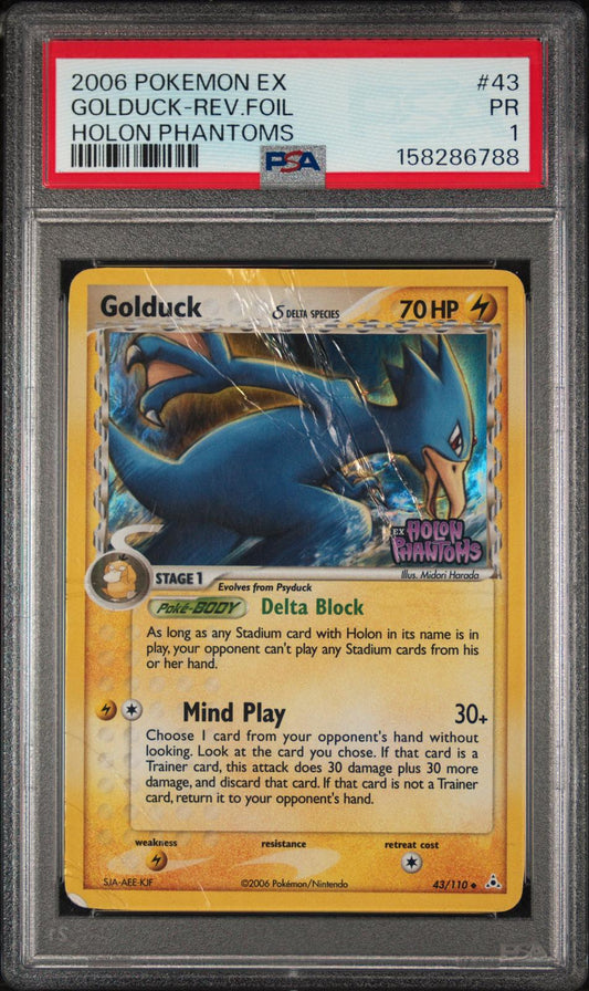 Golduck Reverse Holo PSA 1 2006 Pokemon EX Holon Phantoms #43 - POP 6