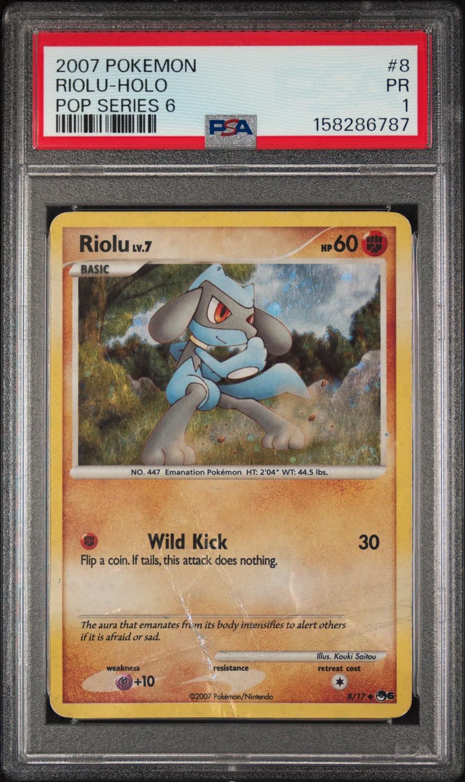 Riolu Holo PSA 1 2007 Pokemon Pop Series 6 #8 - POP 1