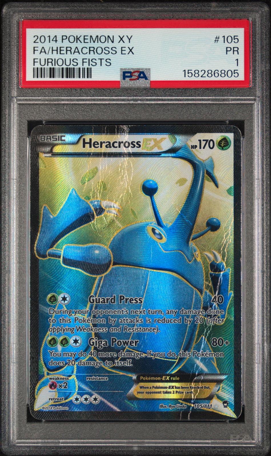 Heracross EX PSA 1 2014 Pokemon XY Furious Fists #105 - POP 2