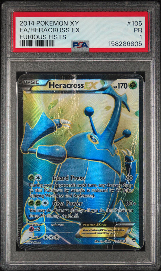 Heracross EX PSA 1 2014 Pokemon XY Furious Fists #105 - POP 2