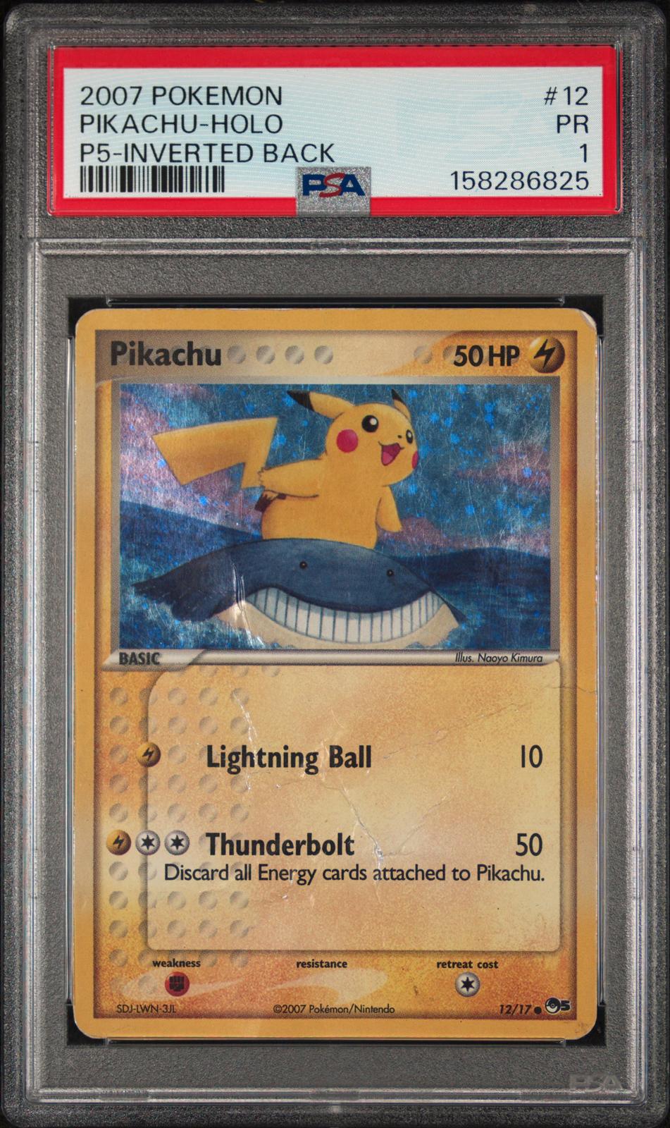 Pikachu Holo PSA 1 2007 Pokemon Pop Series 5 #12 - LOW POP - INVERTED BACK