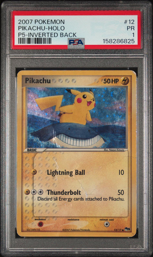 Pikachu Holo PSA 1 2007 Pokemon Pop Series 5 #12 - LOW POP - INVERTED BACK