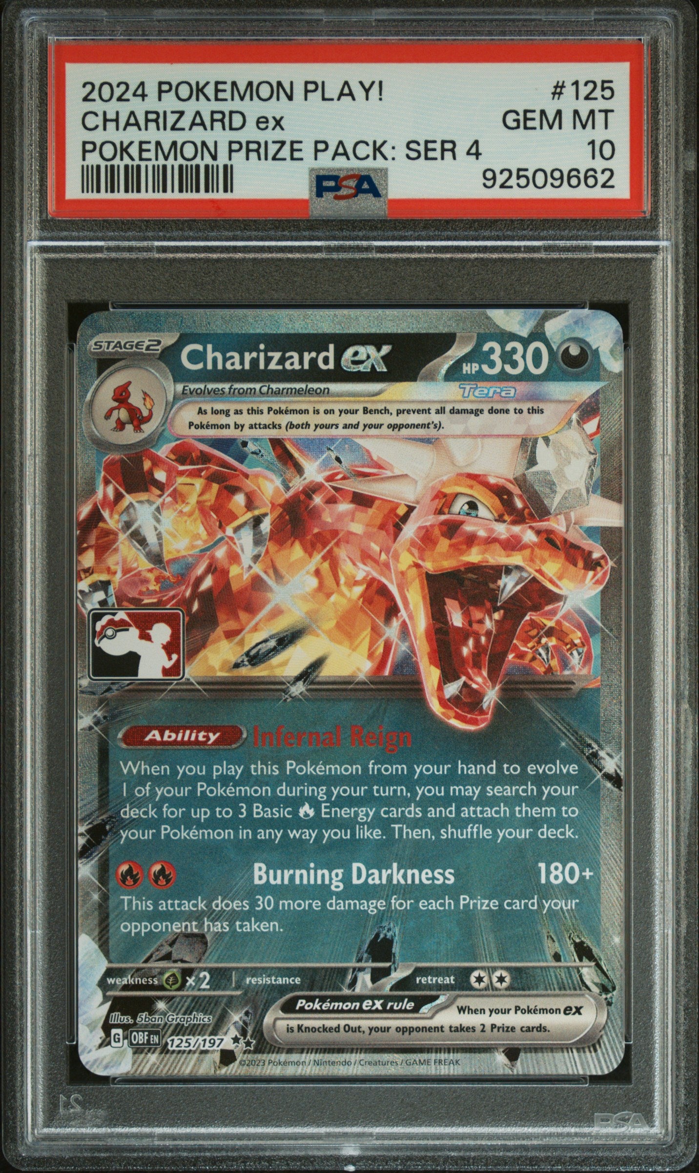 Charizard Ex PSA 10 2024 Pokemon Play! Pokemon Prize Pack: Series 4 #125