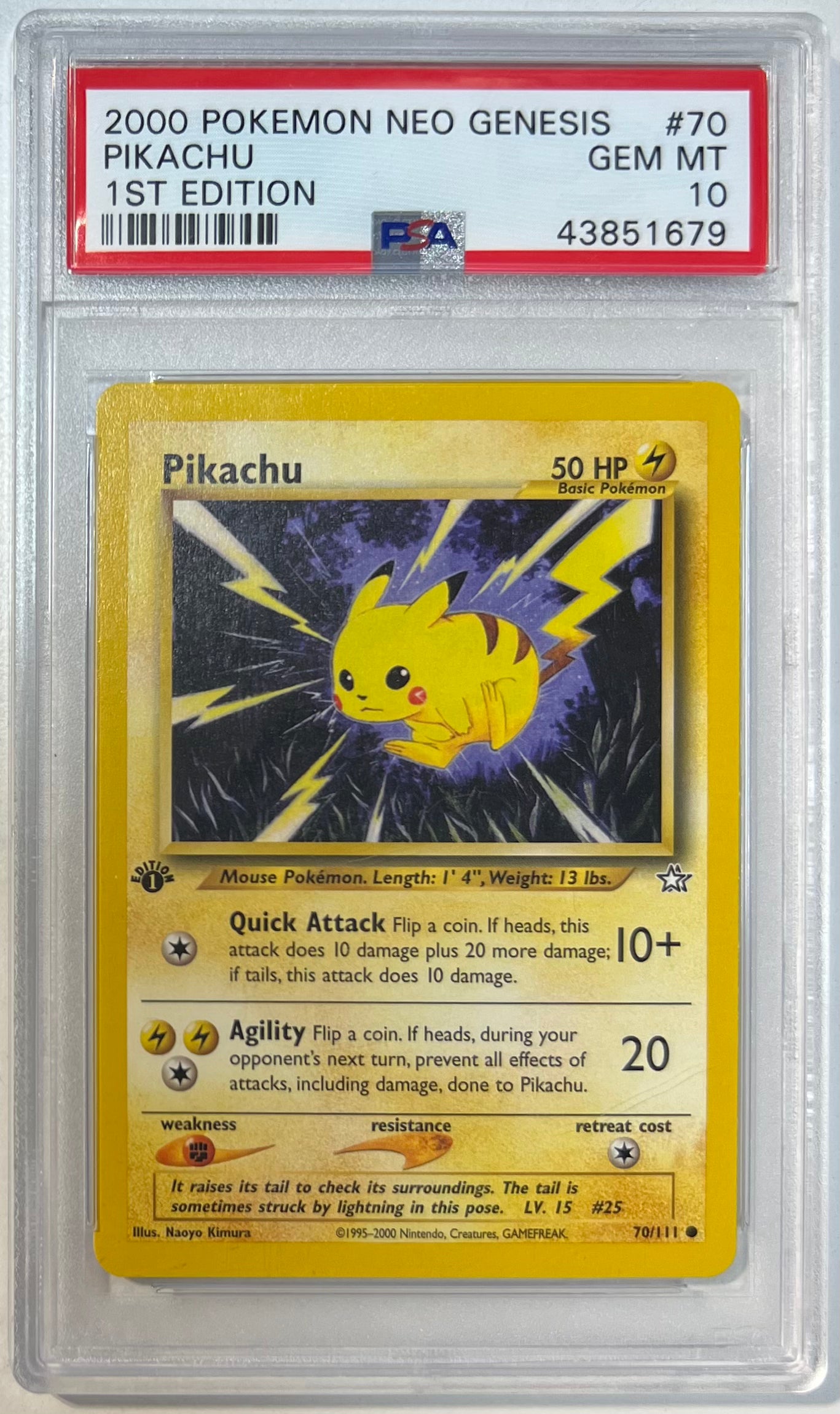 Pikachu 1st Edition PSA 10 2000 Neo Genesis 1st Edition #70