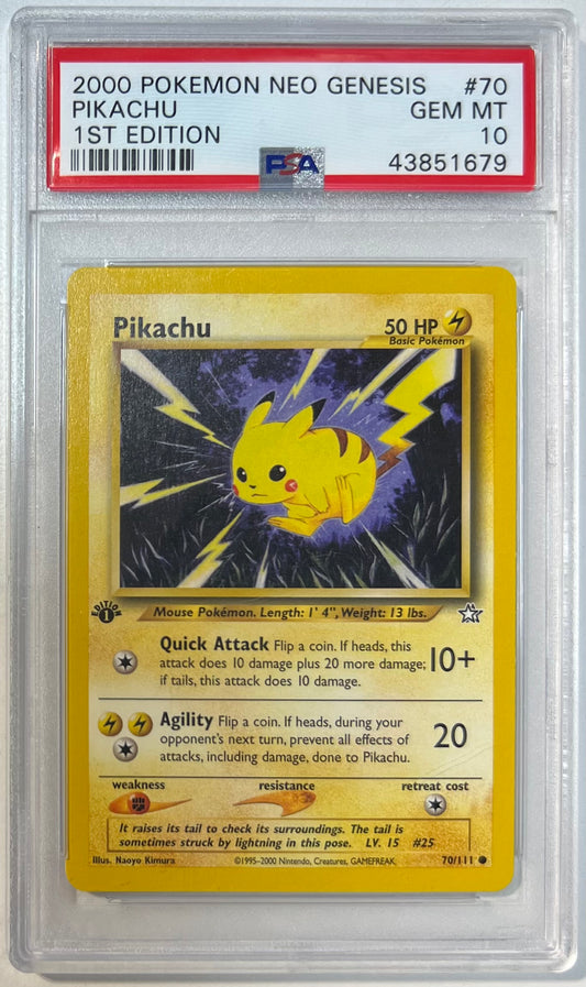 Pikachu 1st Edition PSA 10 2000 Neo Genesis 1st Edition #70