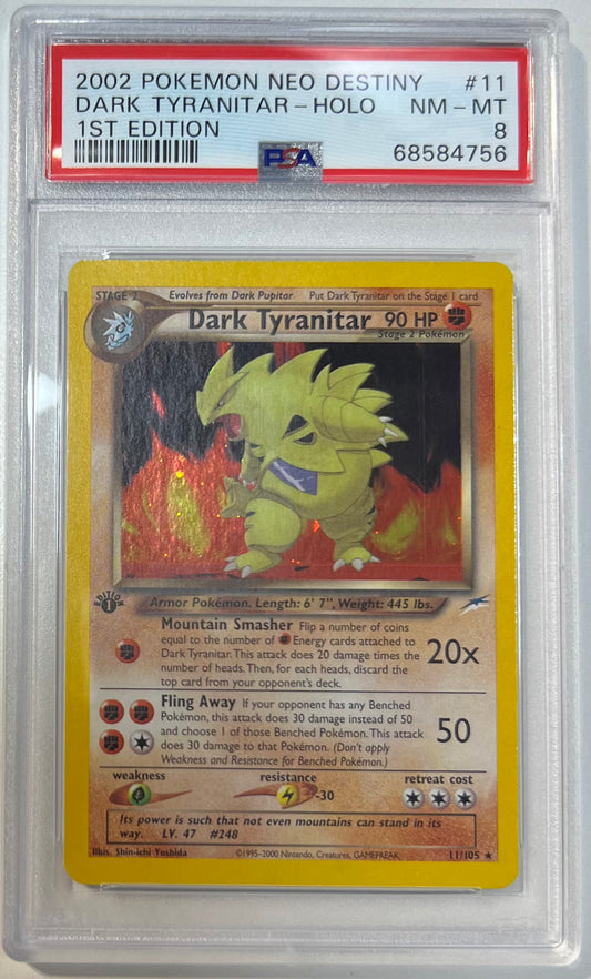 Dark Tyranitar Holo 1st Ed PSA 8 2002 Pokemon Neo Destiny #11