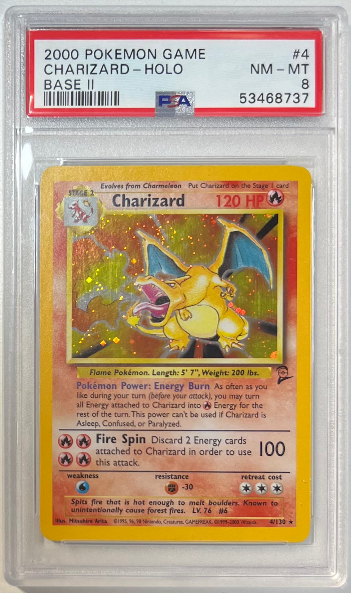 Charizard Holo PSA 8 2000 Pokemon Game Base Set 2 #4