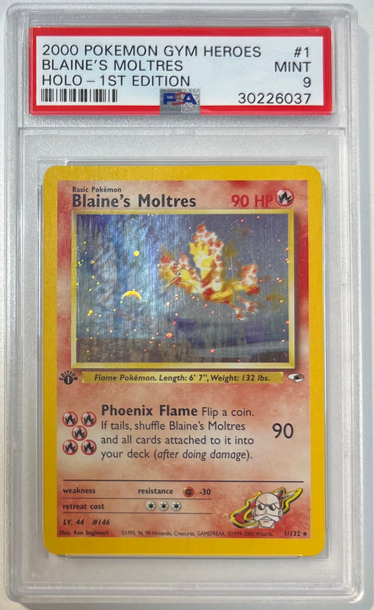 Blaine's Moltres Holo 1st Ed PSA 9 2000 Pokemon Gym Heroes #1