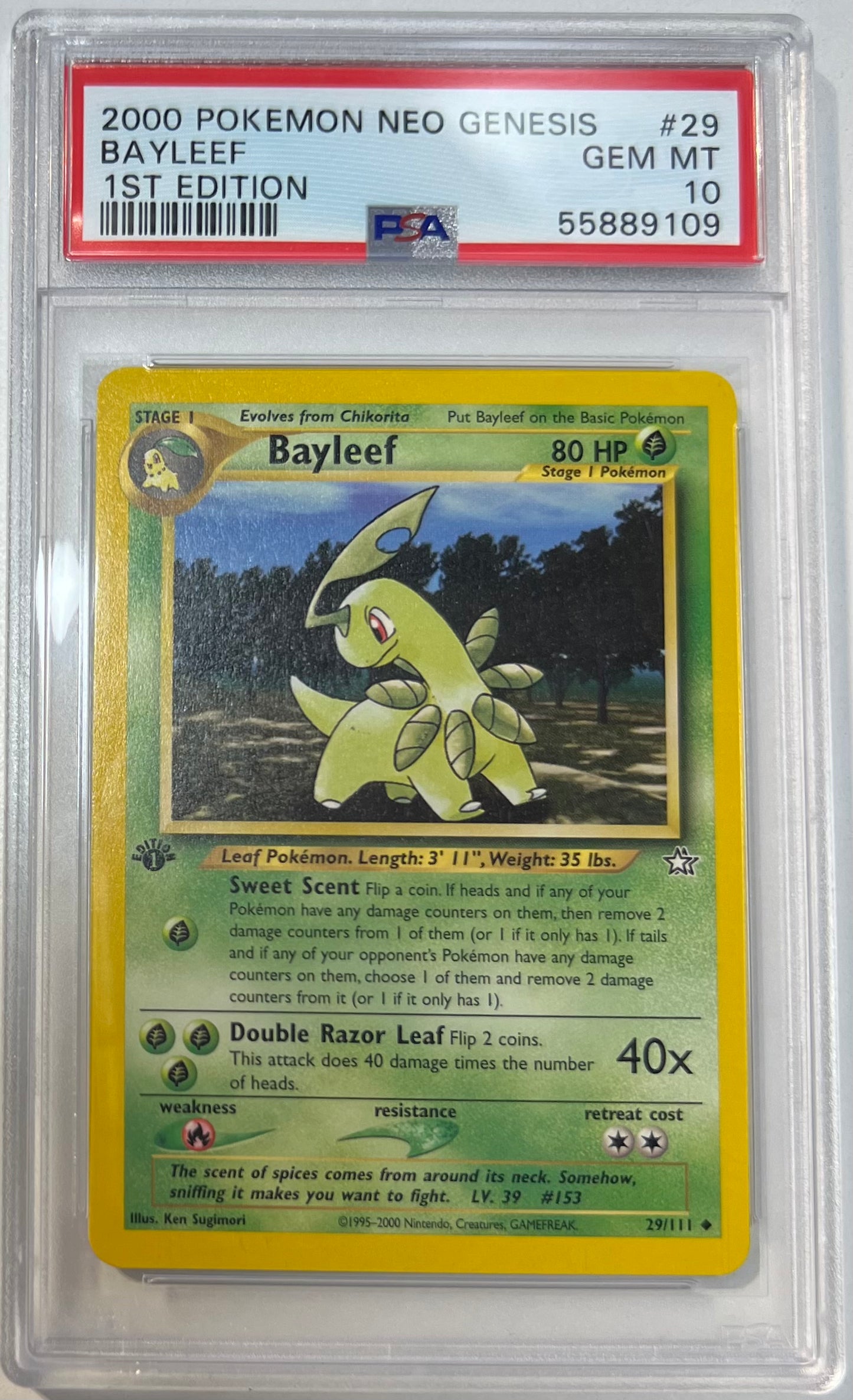Bayleef PSA 10 2000 Pokemon Neo Genesis 1st Edition #29