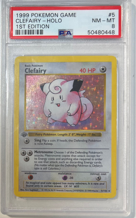 Clefairy Holo 1st Edition PSA 8 1999 Pokemon Base Set Shadowless #5