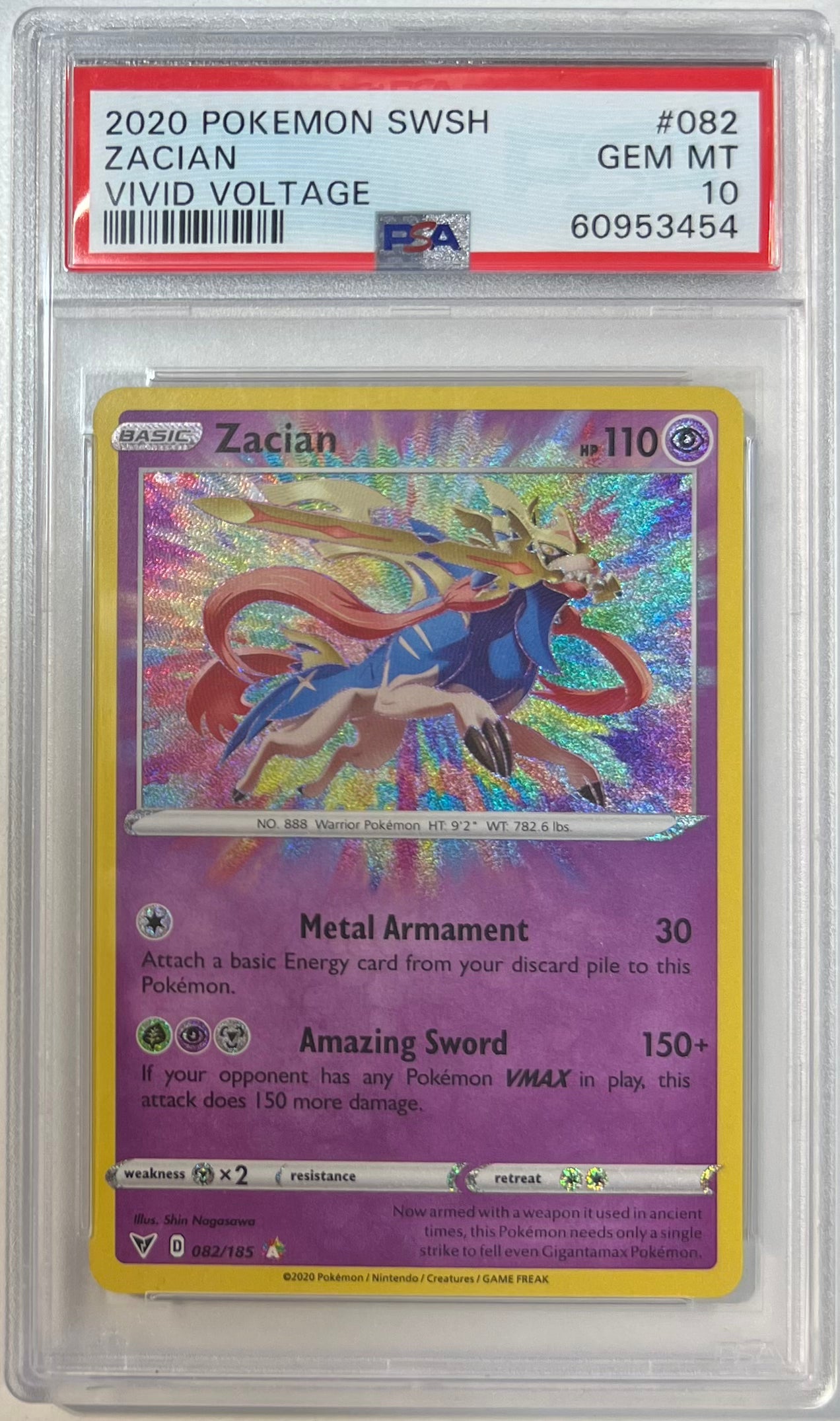 Zacian PSA 10 2020 Pokemon SWSH Vivid Voltage #082