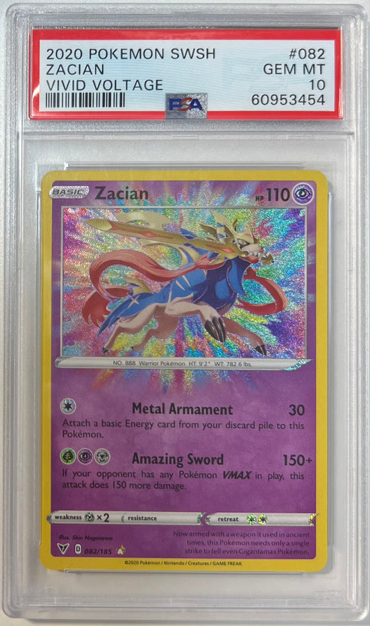 Zacian PSA 10 2020 Pokemon SWSH Vivid Voltage #082