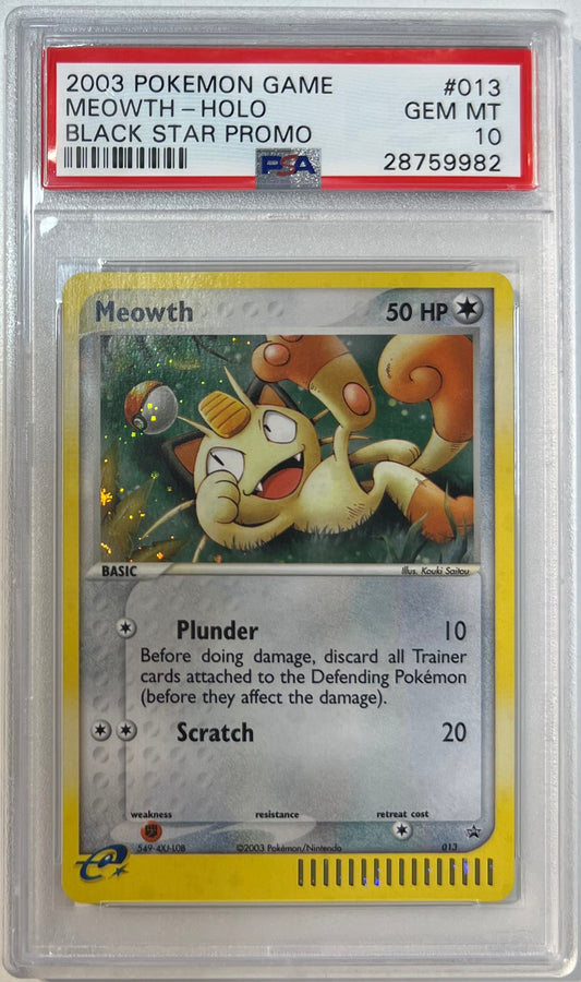 Meowth Holo PSA 10 2003 Black Star Promo #013 (Minor Back Crack)