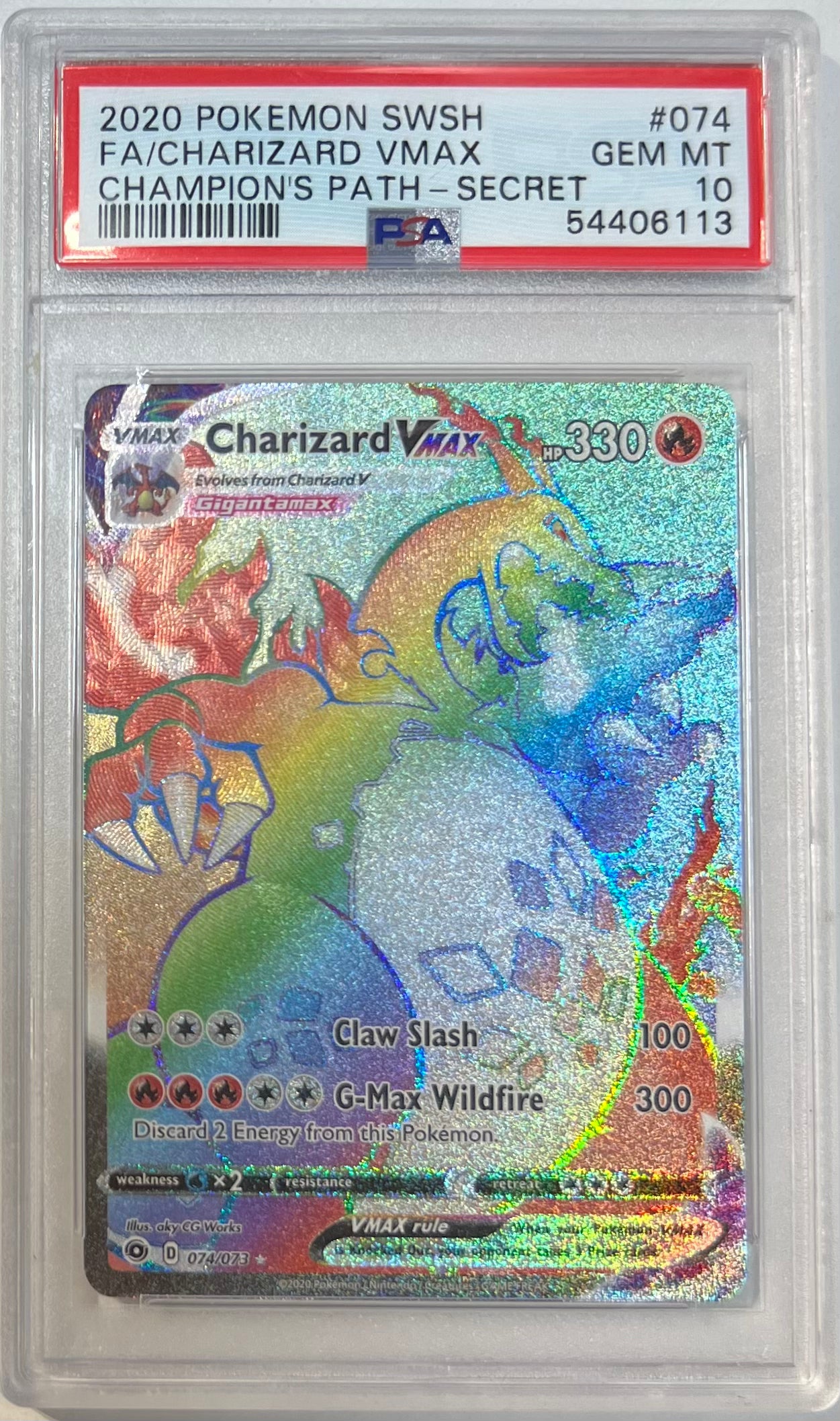 Charizard VMAX Secret PSA 10 2020 SWSH Champion's Path #074