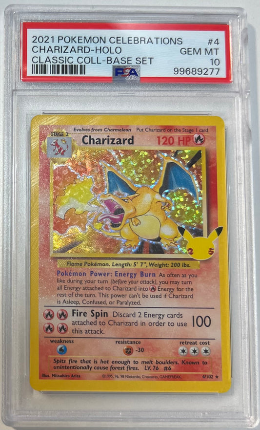 Charizard Holo PSA 10 2021 Celebrations Class Coll #4 (Damage on slab)
