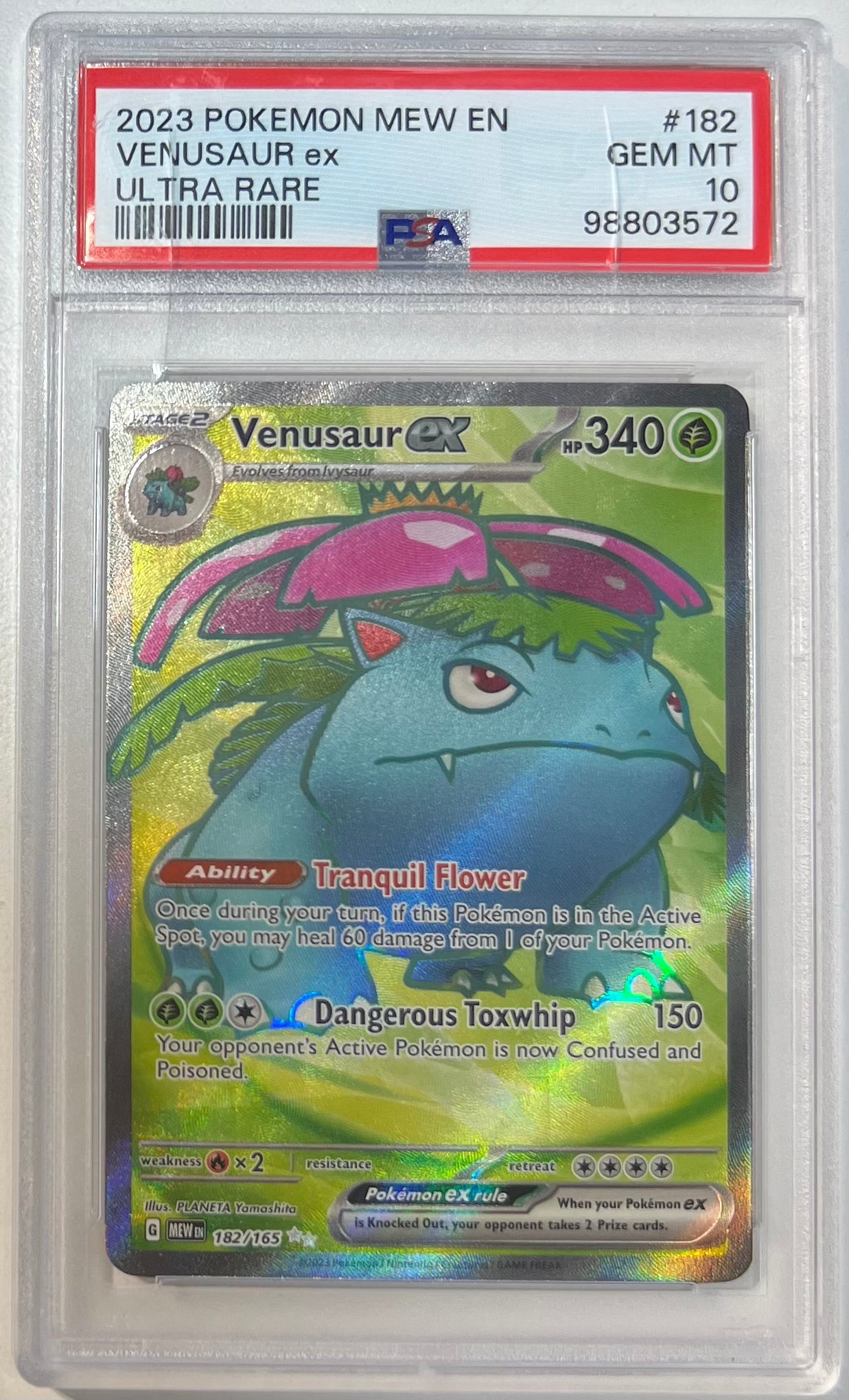 Venusaur ex PSA 10 2023 Mew 151 EN #182 (Cracks on slab)