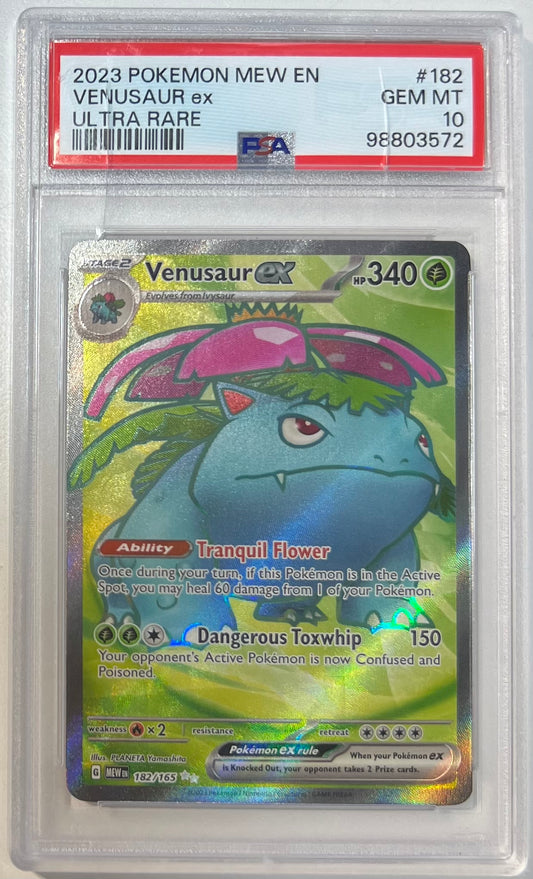 Venusaur ex PSA 10 2023 Mew 151 EN #182 (Cracks on slab)