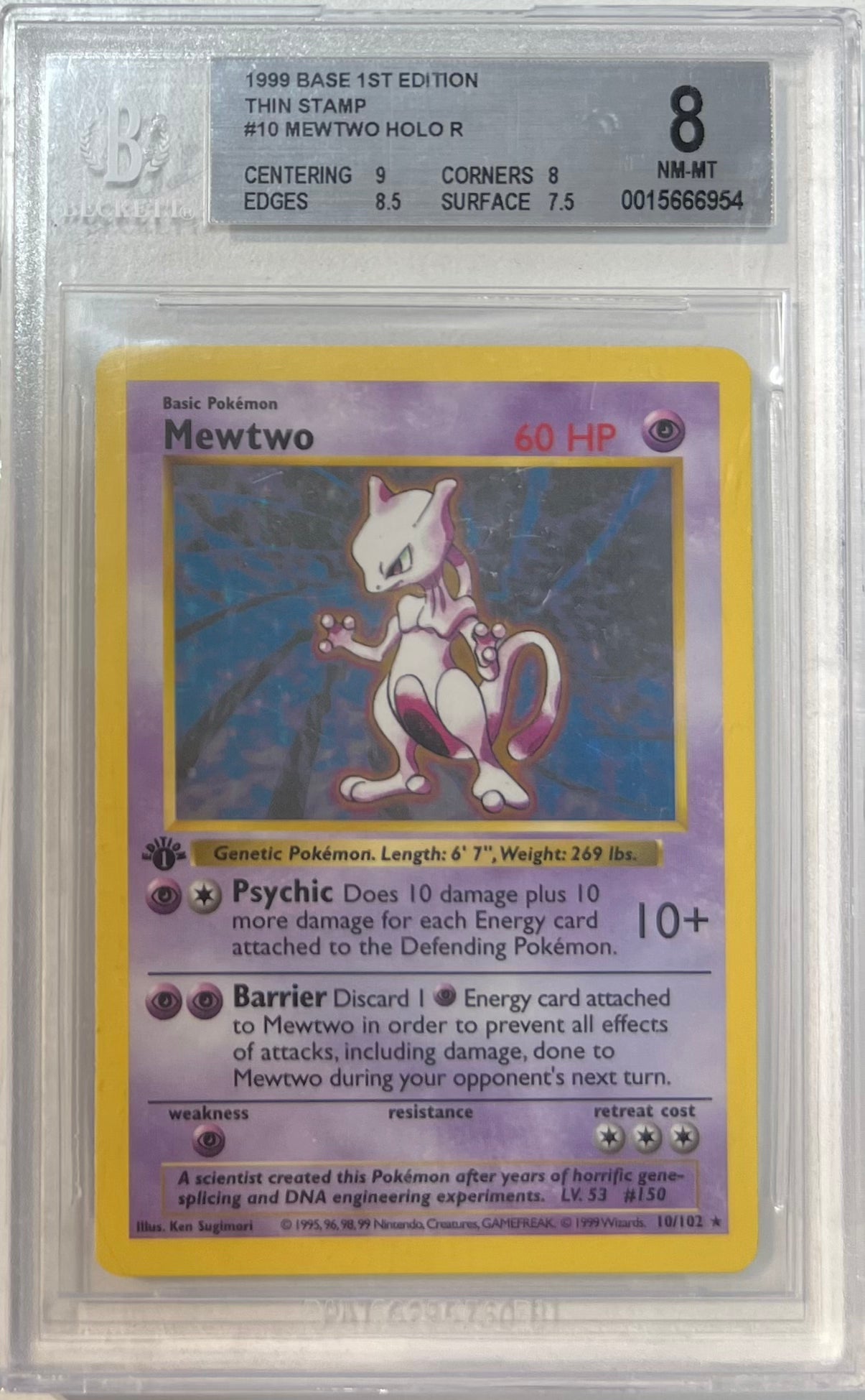Mewtwo Holo 1st Edition BGS 8 1999 Base Shadowless 1st Edition #10