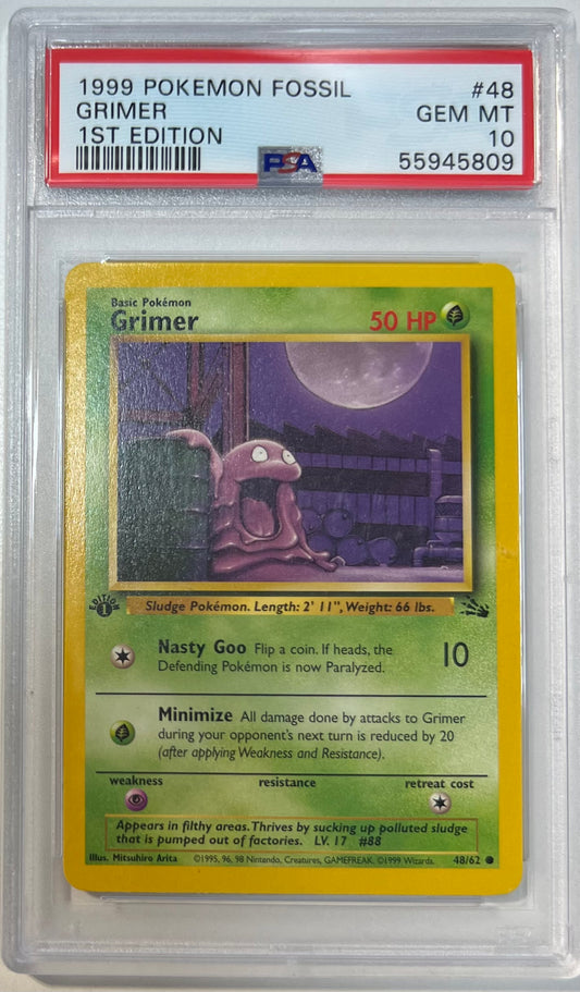 Grimer 1st Edition PSA 10 1999 Pokemon Fossil #48